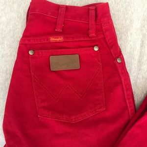 Vintage 80s cherry red Wrangler denim jeans